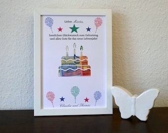 Geldgeschenk, Geld, Geldverpackung, Geschenk, Geburtstag, Wunsch, personalisiert, ausgefallen, Poster, Torte, Kerze, Luftballons, ungerahmt