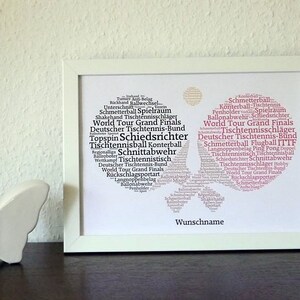 Poster, Geschenk, Geburtstag, Wanddekoration, Word Art, personalisiert, Tischtennis, Tischtennisschläger, ungerahmt (Art.-Nr. WASPO25)