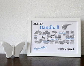 poster, print, gift, gift idea, birthday, thank you, word art, personalized, handball, coach, couch, farewell, unframed