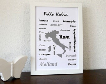 Poster, Art Print, Print, Gift, Gift Idea, Wall Decoration, Proverbs Poster, Map, Decoration, Italy, Italia, Rome, Boots, Vacation