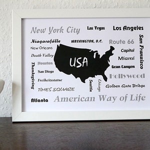 Poster, Print, Geschenk, Wanddekoration, Sprücheposter, Landkarte, Deko, USA, Vereinigte Staaten, Amerika, NY, ungerahmt (Art.-Nr. P10)