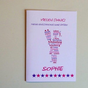 Danksagung, Danke, Einschulung, Schulanfang, personalisiert, Karte, Mädchen, Girl, 1. Schultag, ohne Text, blanko (Art.-Nr. SL9)