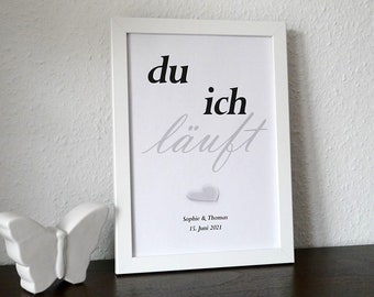 Poster, Print, Geschenk, Geschenkidee, Wanddekoration, Hochzeit, Trauung, Ehe, Mann und Frau, Brautpaar, personalisiert, du ich, ungerahmt