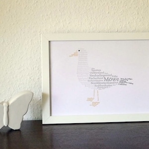Poster, Geschenk, Sprücheposter, Geburtstag, Wanddekoration, Word Art, personalisiert, Möwe, Nordsee, See, Meer, ungerahmt (Art.-Nr. PWA16)