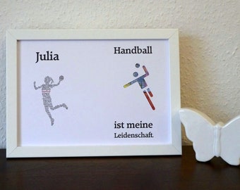 Geldgeschenk, Geld, Geldverpackung, Geschenk, Geburtstag, personalisiert, Poster, Handball, Handballerin, Handballspielerin, ungerahmt