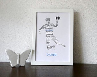 Poster, Print, Geschenk, Geschenkidee, Geburtstag, Wanddekoration, Word Art, personalisiert, Handball, Handballspieler, ungerahmt