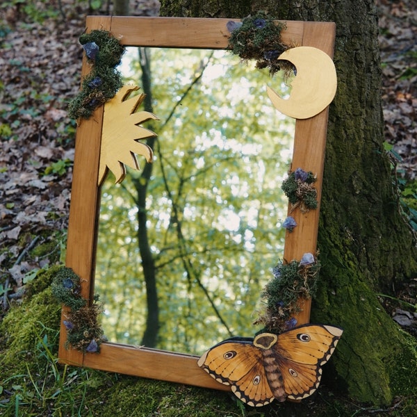 Spiegel mit Holzrahmen Natur magisch