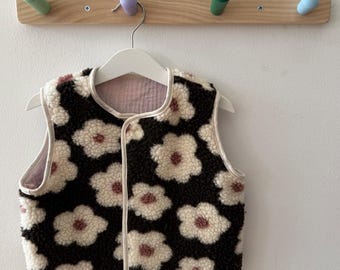 Gilet oversize in stile orsetto per neonati e bambini con fiori