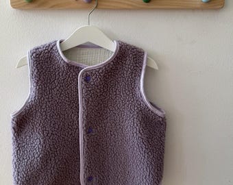 Gilet oversize in stile orsetto per neonati e bambini, color lilla