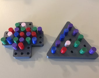 Peg Solitaire - 2 Styles Available! 3D Printed Games, Triangle Peg Game, Desktop Puzzle, STEM Games for Kids