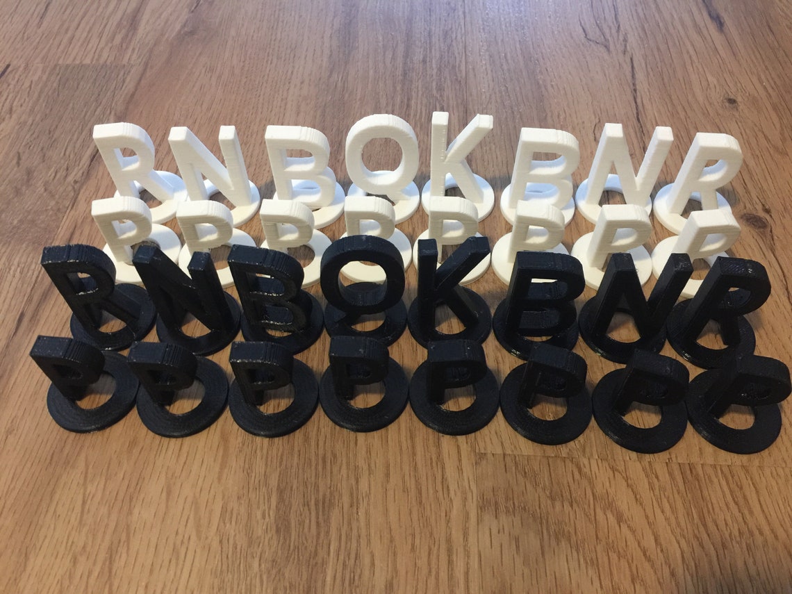 Letter Chess - 3D Printed Chess Pieces [BOARD NOT INCLUDED], Custom ...