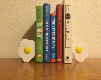 Fried Egg Bookends - Kitchen Book Ends, 3D Printed Book Holders, Gift for Cooks and Readers