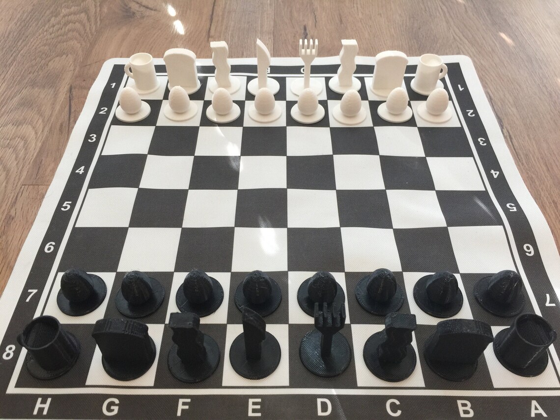 Breakfast Chess - 3D Printed Chess Pieces [BOARD NOT INCLUDED], Custom ...