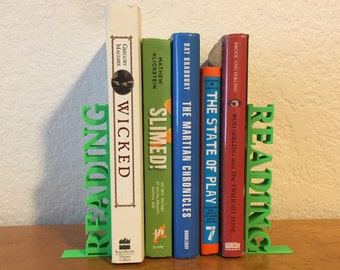 Text Bookends - Gifts for Readers and Kids, 3D Printed Book Holders, Home Decor, Library Decor