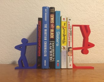 Leaning Upside-Down Bookends - Gifts for Readers and Kids, 3D Printed Book Holders, Home Decor, Library Decor