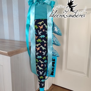 Cartable dinosaure dinosaure en tissu, avec nom, sac à sucre, cartable en tissu avec oreiller