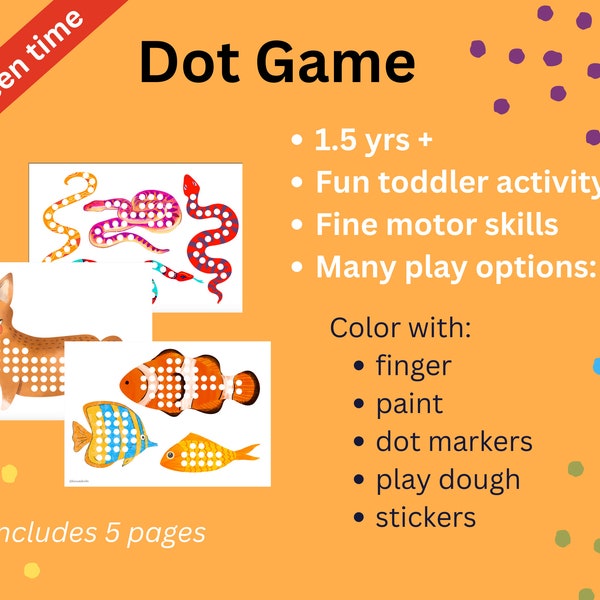 Dot Game for Toddlers Finger Paint Template Dot Marker pdf off screen activity kids printable preschool material Montessori