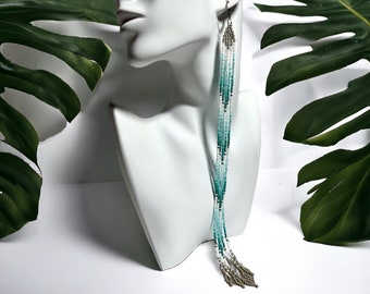 Turquoise Beaded Duster Earrings - Etsy display picture 1