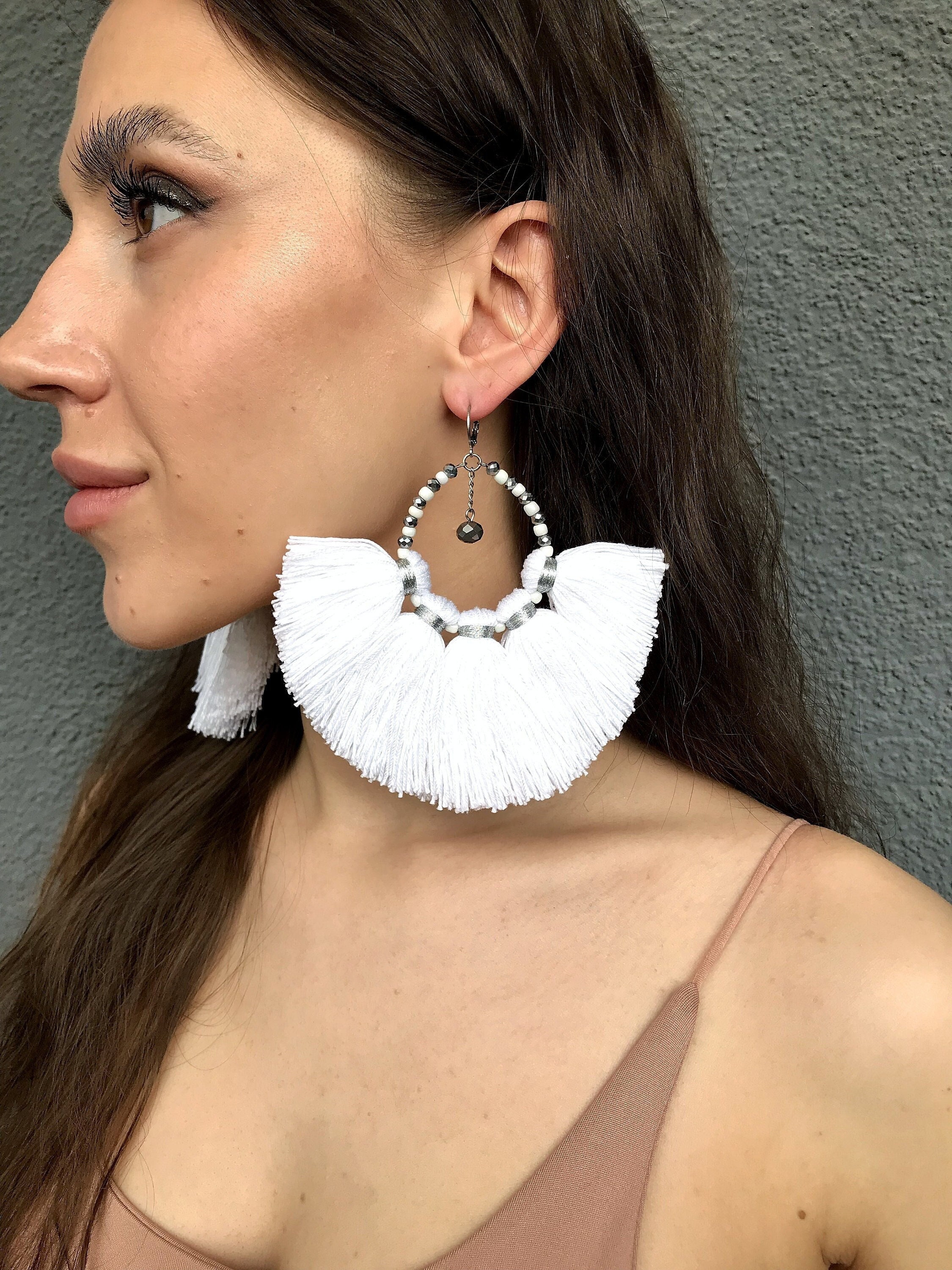 White tassel sale earrings paparazzi