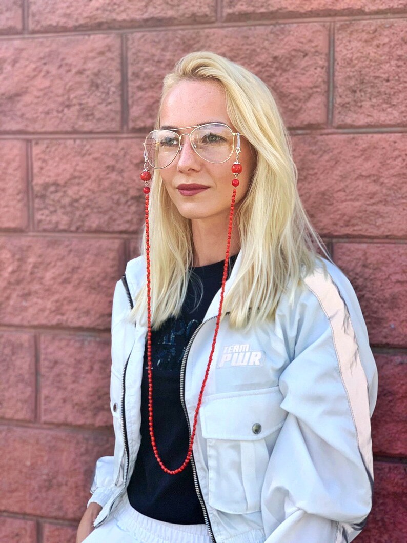 Eyeglass Chain Red Sunglass Red Strap Sunglass Chain Red Bead Etsy