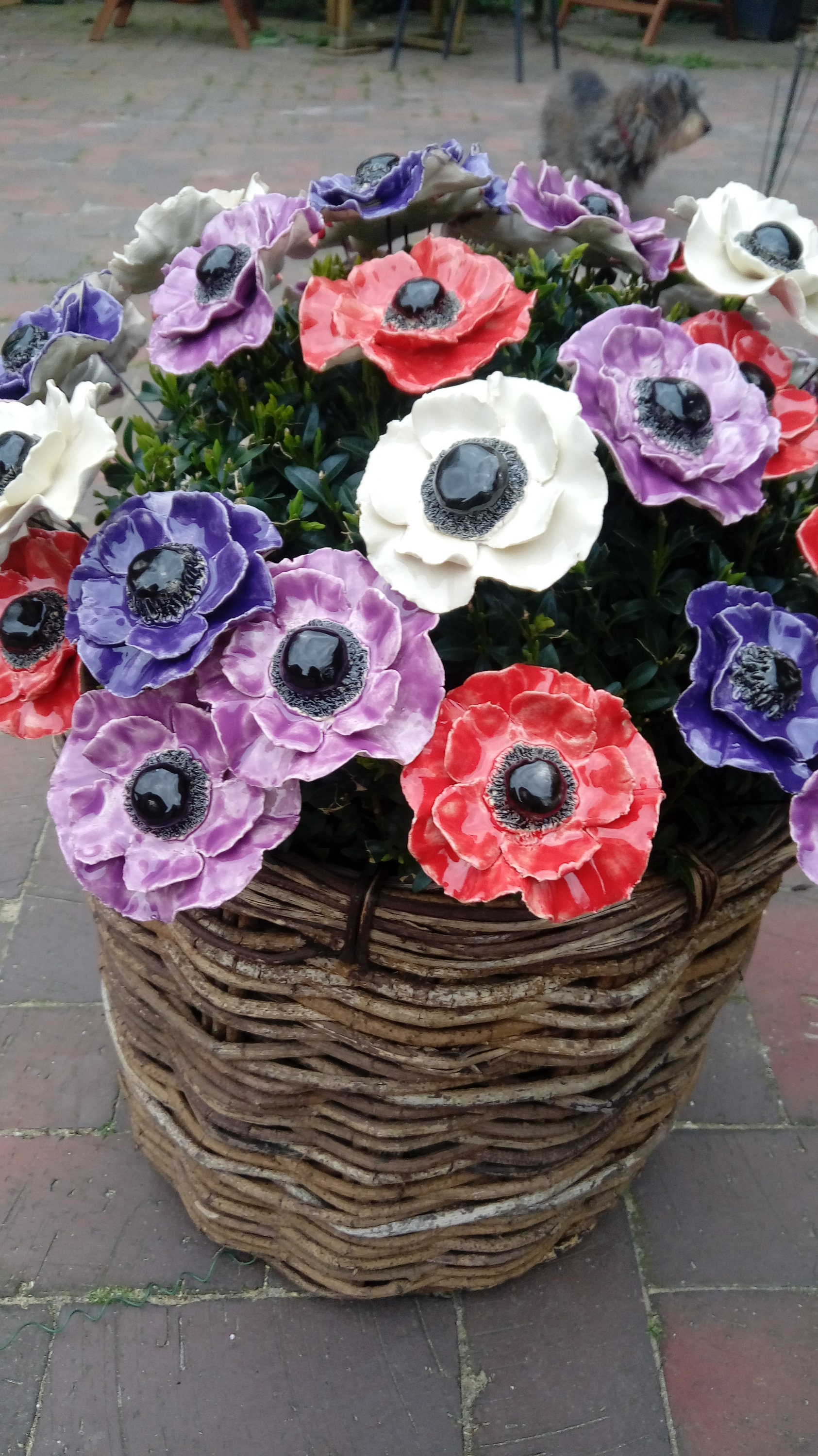 4 ceramic flowers anemone