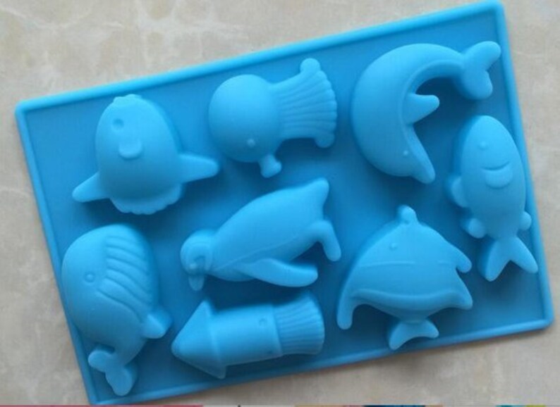 chocolate handmade soap mold Dolphins and the ocean fish silicone mold bakeware fondant cake pudding mold jelly mold