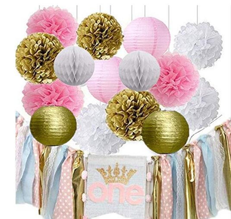 pink and gold paper lanterns