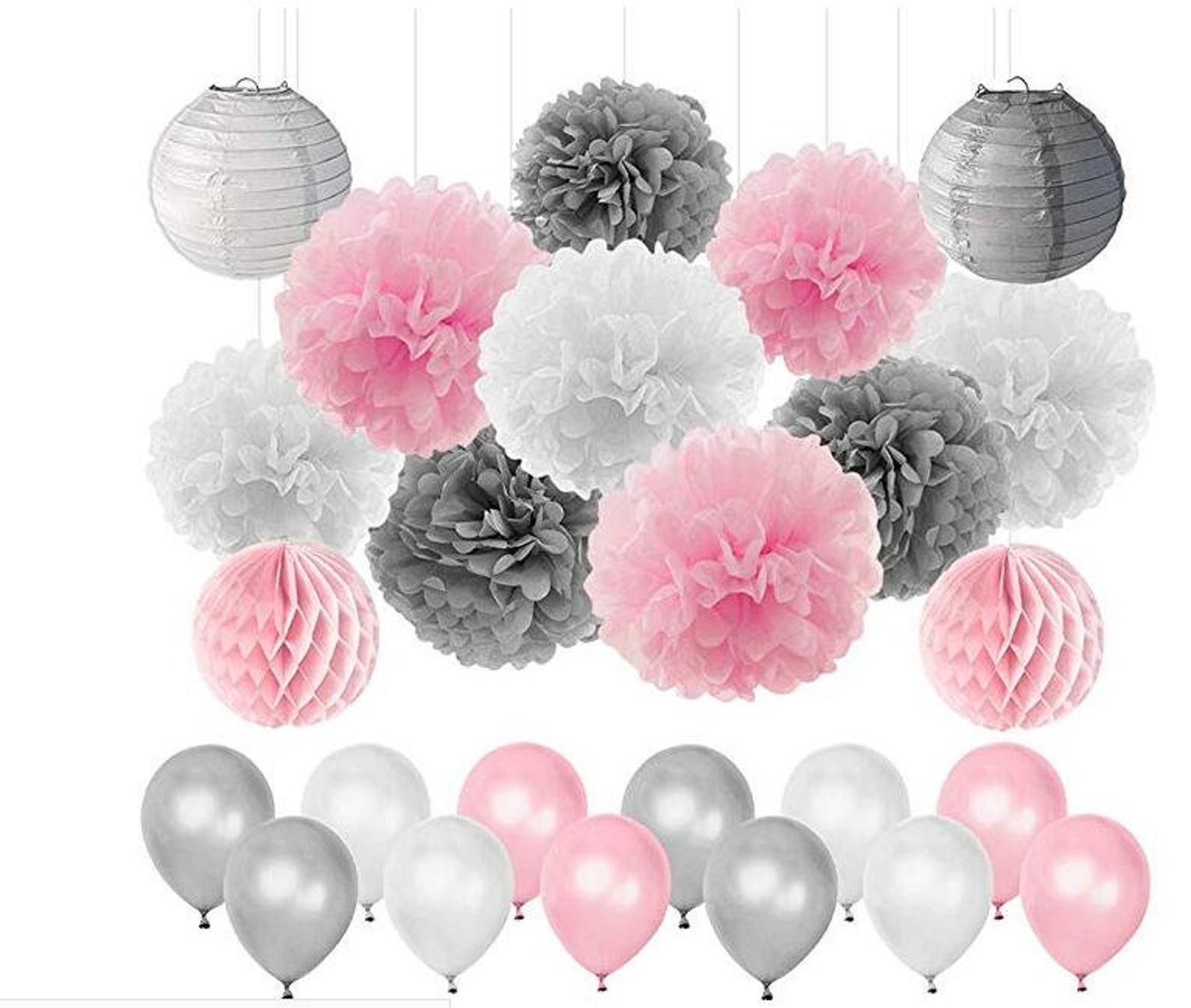 Girls Baby Shower Pink Grey Party Decorations Tissue Paper Etsy