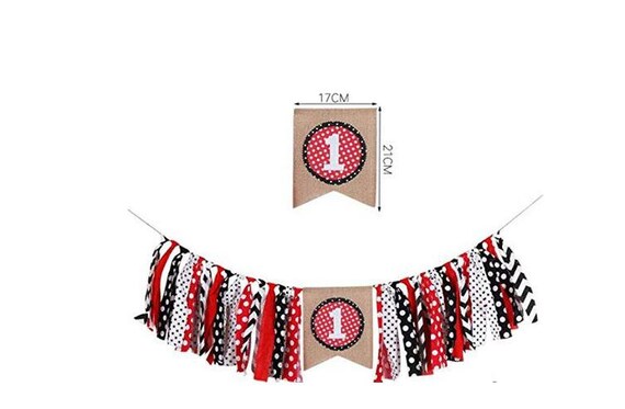 Minnie Mouse Party Supplies White Black Red Highchair Banner Etsy
