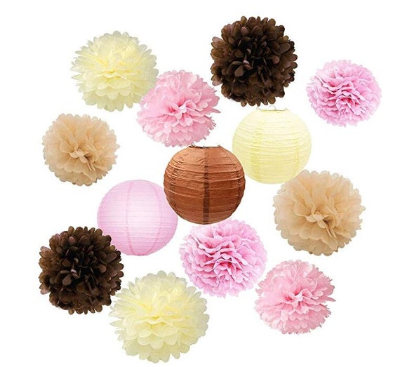 13pcs Baby Shower Vintage Party Decor Pink Brown Tan Cream Etsy