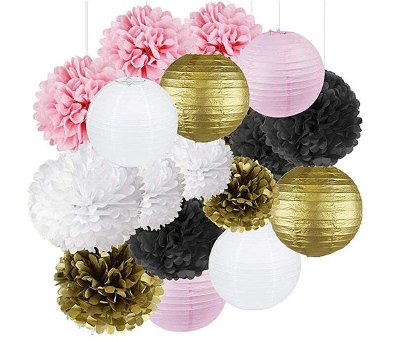 Birthday Party Decor Pink Gold White Black Paris Party Decor Etsy