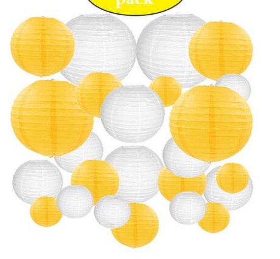 yellow and white paper lanterns