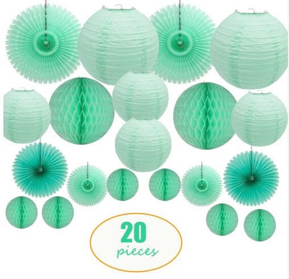 green paper lanterns