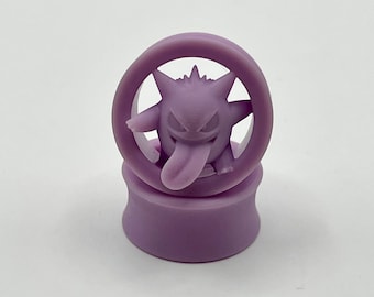 Custom Sized Pair Pokemon Inspired Gengar V2 Earplugs - Double Flare Ear Tunnel