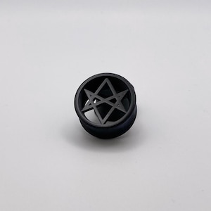 Custom Size Pair Men of Letters / Supernatural / Unicursal Hexagram Earplug - Double Flare Ear Tunnel