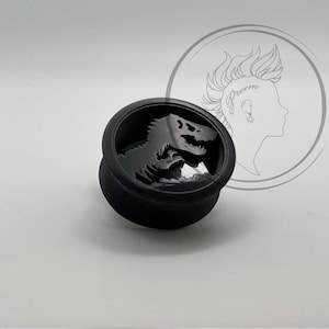 Custom Size Pair Dinosaur Jurassic Park Inspired Earplug - Double Flare Ear Tunnel
