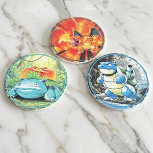 Poke Starters 4" keramische onderzetter - Pokemon geïnspireerde onderzetters Nerdy cadeau Charizard Blastoise Venusaur