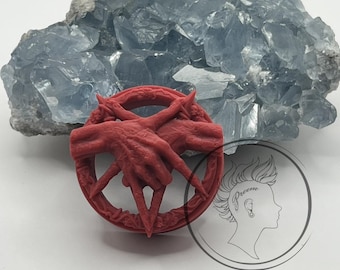 Tappi per le orecchie personalizzati con stretta di mano diabolica occulta - Tunnel auricolare a doppia svasatura con mani di Bafometto