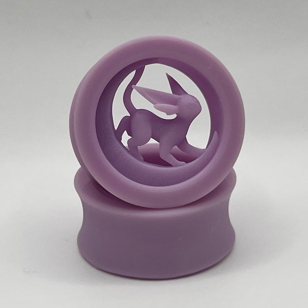 Custom Sized Pair Pokemon Inspired Espeon Earplugs - Double Flare Ear Tunnel