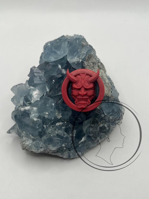 Custom Size Pair Hannya Mask Type 2 Earplug - Double Flare Ear Tunnel- Custom Plugs  Oni Ear Plugs