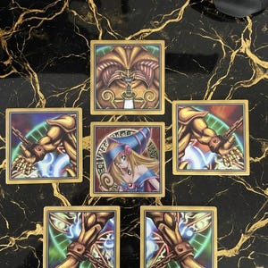 Anime Character Coaster Set 4" Ceramic Coffee Coaster - Nonslip Cork Backing Exodia Coaster Set Gift For Him Nerdy Gift TCG Gift