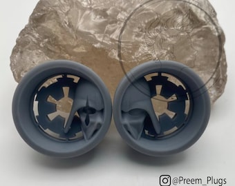 Custom Sized Pair Star Wars Inspired Darth Vader Split Earplugs - Double Flare Ear Tunnel