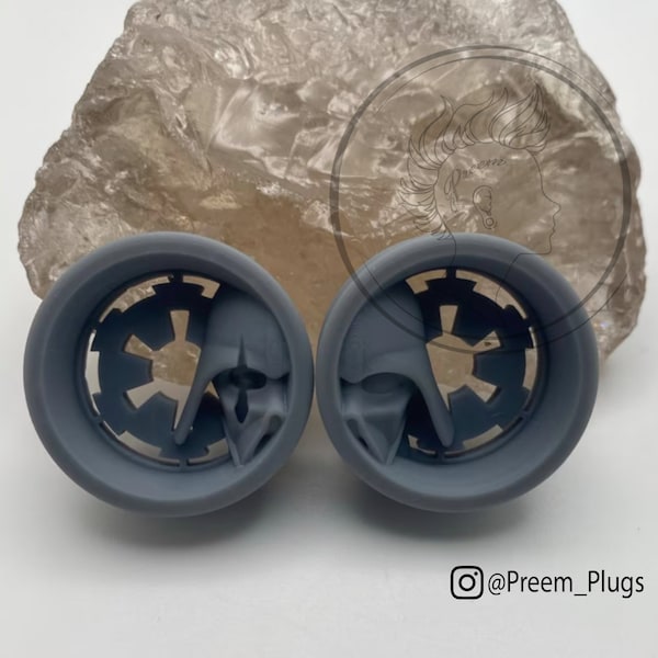 Custom Sized Pair Star Wars Inspired Darth Vader Split Earplugs - Double Flare Ear Tunnel