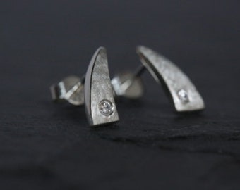 Ohrstecker - Ohrring aus matt geeistem Silber mit Zirkonia
