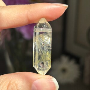 Clear and  Yellow Hematoid Included Quartz Crystal DT Bead - Top Drilled - Golden Healer -  diy crystal jewelry - Pendant