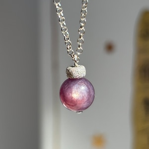 Gem Lepidolite Mica Minimalist Necklace , Dainty charm shimmery gemstone Sterling chain, Crystal Collector, Jewelry Lover Gift