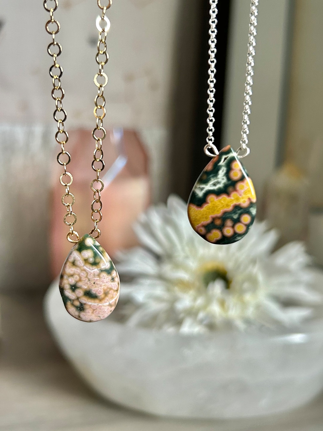 Ocean Jasper 32x25mm Oval and 14K gold-filled Pendant 510561B