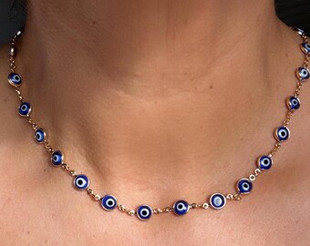 Evil Eye Necklace - Gold plated 18" Chain | Boho jewelry| protection talisman jewelry- Nazar necklace- Jewelry Lover Gift