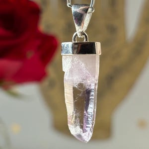 Lemurian Vera Cruz Amethyst Necklace - Sterling Silver Vera Cruz Amethyst Pendant - Paperclip Chain- Divine Goddess Gift for her Jewelry