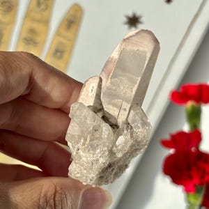 Lithium Quartz Cluster - Raw Pink and White Lithium Quartz Cluster- Crystal Collector Gift - Mineral Specimen